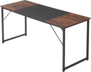 Biurko Komputerowe SucceBuy 160 x 60 x 75 cm, Stół Biurowy do Komputera z Drewna z Metalową Ramą, Prosty i Nowoczesny Stół do Nauki, Rustykalny Brąz