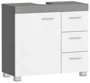 Vasagle Szafka pod umywalkę IVY, 30x70x64 cm, biała/szara