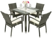 Zestaw rattanowy ogrodowy NAPOLI I. 1 + 4 (szary)