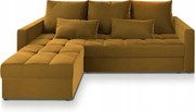 Musztardowa rozkładana narożna sofa ZENOVA 220x140 cm, dwustronna