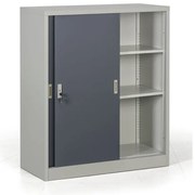 Metalowa szafa z przesuwnymi drzwiami, demontowana, 2 półki, 1000 x 1200 x 450 mm, ciemnoszary