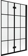 Mexen Mist parawan nawannowy 2-skrzydłowy prawy 110 x 150 cm, czarna kratka, czarny - 8A9-110-002-70-77-P