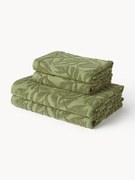 Komplet ręczników z wypukłą strukturą Leaf, różne rozmiary