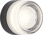 Designerski kinkiet czarny ze szkłem opalowym IP44 - Michele