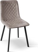 Zestaw 4 krzeseł z aksamitnej tkaniny w kolorze gołębiej szarości, nogi w kolorze antracytowym - NOHO