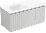 Mexen Rivel szafka łazienkowa 100 cm z umywalką Vela lewą, 1S, 1D, ryflowana, szara mat/biała mat - 91A23-10047-3-BBFF62-W23L01