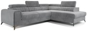 Narożnik z funkcją spania LAURENCE VELVET szary prawy ELTAP