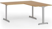 Narożne biurko PRIMO BETA L, 160x180 cm, L/P, szara podstawa, buk