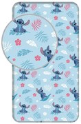 Niebieskie bawełniane prześcieradło dziecięce jednoosobowe z gumką 90x200 cm Lilo &amp; Stitch "Blue" – Jerry Fabrics