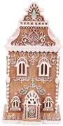 Dekoracja świąteczna Wieżyczka z piernika z różowym dachem, poliresin, LED, brązowy