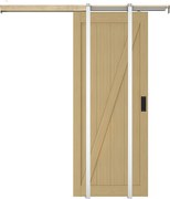 Drzwi przesuwne chowane w ścianie z drewna i MDF - Naturalny jasny - wys. 205 x szer. 83 cm - BALERMA