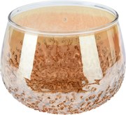 Świecznik na świeczkę tea light, złoty pręgowany, 11 x 8 cm, 11 cm