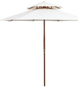 Kremowy Parasol Ogrodowy Z Drewnianym Słupkiem B0-T53