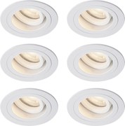 Zestaw 6 nowoczesnych reflektorów wpuszczanych, białych, obrotowych i uchylnych IP44 - Chuck