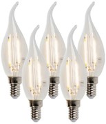 Zestaw 5 żarówek LED z żarnikiem w kształcie świecy E14, przyciemniane, 250lm, 2700K