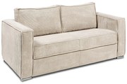 Kanapa 4-osobowa rozkładana typu express z beżowego sztruksu - Miejsce do spania z szerokimi listewkami 160 cm - Materac 22 cm z pamięcią kształtu - LORETO