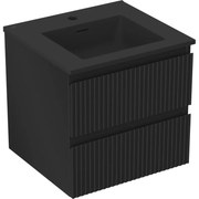 Mexen Rivel szafka łazienkowa 50 cm z umywalką Otis, 2 szuflady, ryflowana , czarna mat - 91A20-05047-2-BFF71-W18M71