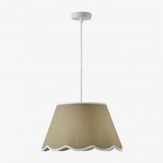Lampa Sufitowa Wisząca Z Bawełny Berne Biała & Olive Green Cotton - White Ø40 Cm Berne - Sklum
