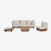 Zestaw Ogrodowy Dailin Acacia Wood 4-częściowy Z Modułową Sofą Narożną, Stolikiem Kawowym I Stolikiem Bocznym Akacja Brąz - Sklum