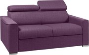 Kanapa 2-osobowa rozkładana typu express z fioletowej tkaniny z siedziskiem z pianki z pamięcią kształtu - Powierzchnia spania 120 cm - Materac 14 cm VIZIR