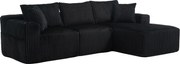 Narożnik z uchwytem na kubek - 3-osobowa sofa z pięcioma poduszkami i kieszeniami bocznymi - czarny sztruks