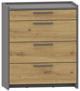 Duża komoda z 4 szufladami dąb artisan + antracyt P5-R31