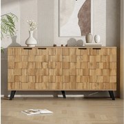 Komoda z 4 drzwiami - 160,5 x 35,5 x 78 cm - do salonu, jadalni - Płyta wiórowa - Kolor drewna