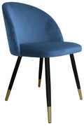 Krzesło CLAUDINE 1 VELVET GOLD ciemno niebieskie ATOS