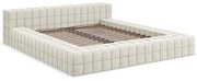 Kremowe tapicerowane łóżko dwuosobowe ze stelażem 160x200 cm Akela – Makamii