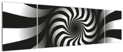 Abstrakcyjny obraz czarno - białej spirali (170x50 cm)