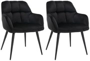 Zestaw 2 krzeseł PEGA marki Pascal Morabito - Podłokietniki - Welur i metal - Czarny