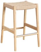 Zestaw 2 Wysokich Stołków Z Drewna Dębowego I Plecionej Liny (66 Cm) Mara Naturalna - Sklum
