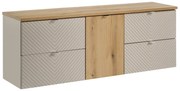 Szafka pod umywalkę nablatową VIVA CASHMERE 2S 60cmx2 kaszmirowy mat - zestaw 160cm z koszem na pranie COMAD