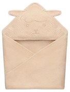 Lionelo - Dziecięcy ręcznik muślinowy z kapturem Piaskowy beż