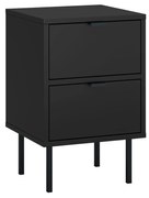 Szafka nocna stolik mała 2 szuflady czarna metalowe nogi
