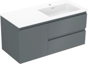 Mexen Orio szafka łazienkowa 100 cm z umywalką Otis prawą, 2S, 1D, grafit mat/biała mat - 91A13-10047-3-BBFFF66-W18P01