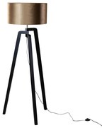 Lampa podłogowa czarna z aksamitnym abażurem w kolorze brązu 50 cm - Puros