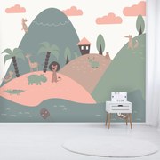 Fototapeta - Zwierzątka na kopcach (196x136 cm)