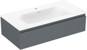 Mexen Rivel szafka łazienkowa 90 cm z umywalką Vela, 1 szuflada, ryflowana , grafit mat/biała mat - 91A20-09023-1-BF66-W23M01