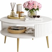 Biały okrągły stolik kawowy z półką S0-Z71