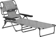 Outsunny Leżak ogrodowy Relax, składany, odporny na warunki atmosferyczne, 194 cm x 72 cm x 31 cm, Czarny + Szary