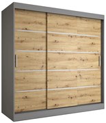 Szafa przesuwna antracyt + dąb artisan 200 cm E6-N65