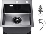 Zlew Kuchenny SucceBuy Zlew Kuchenny 40 cm z Górnym Montażem, Pojedyncza Komora, Stal Nierdzewna, Czarny