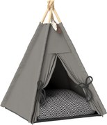 PawHut Tipi Namiot dla zwierząt, łóżko w formie namiotu tipi dla kota, namiot dla kota z poduszką, łóżko dla psa do spania, łóżko dla kota, szary