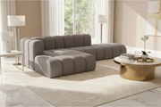 Narożnik w kształcie L z pufą Grand Mini, tkanina Salvador, Szary, Lewy