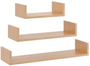 Zestaw 3 Półek Ściennych W Kolorze Buk P0-T91
