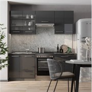 Zabudowa kuchenna antracyt wysoki połysk 200x60x81.6 fame-line