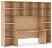 Biblioteka z wbudowanym biurkiem, 2950 x 700/400 x 2300 mm, buk