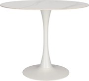 Stół na jednej nodze z marmurowym blatem Skinny Premium Stone White 90