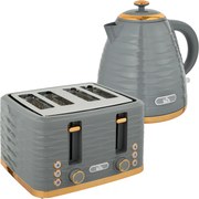 HOMCOM Zestaw 2 w 1: Toster i Czajnik, 7 Stopni Zrumienienia, Funkcje Rozmrażania i Podgrzewania, Szary